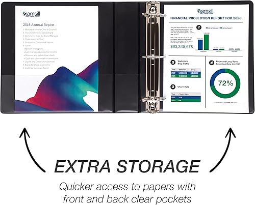 Vista 607 de Samsill Carpeta duradera de 1.5 pulgadas, fabricada en los Estados Unidos, carpeta de anillos en D, carpeta transparente personalizable, surtido