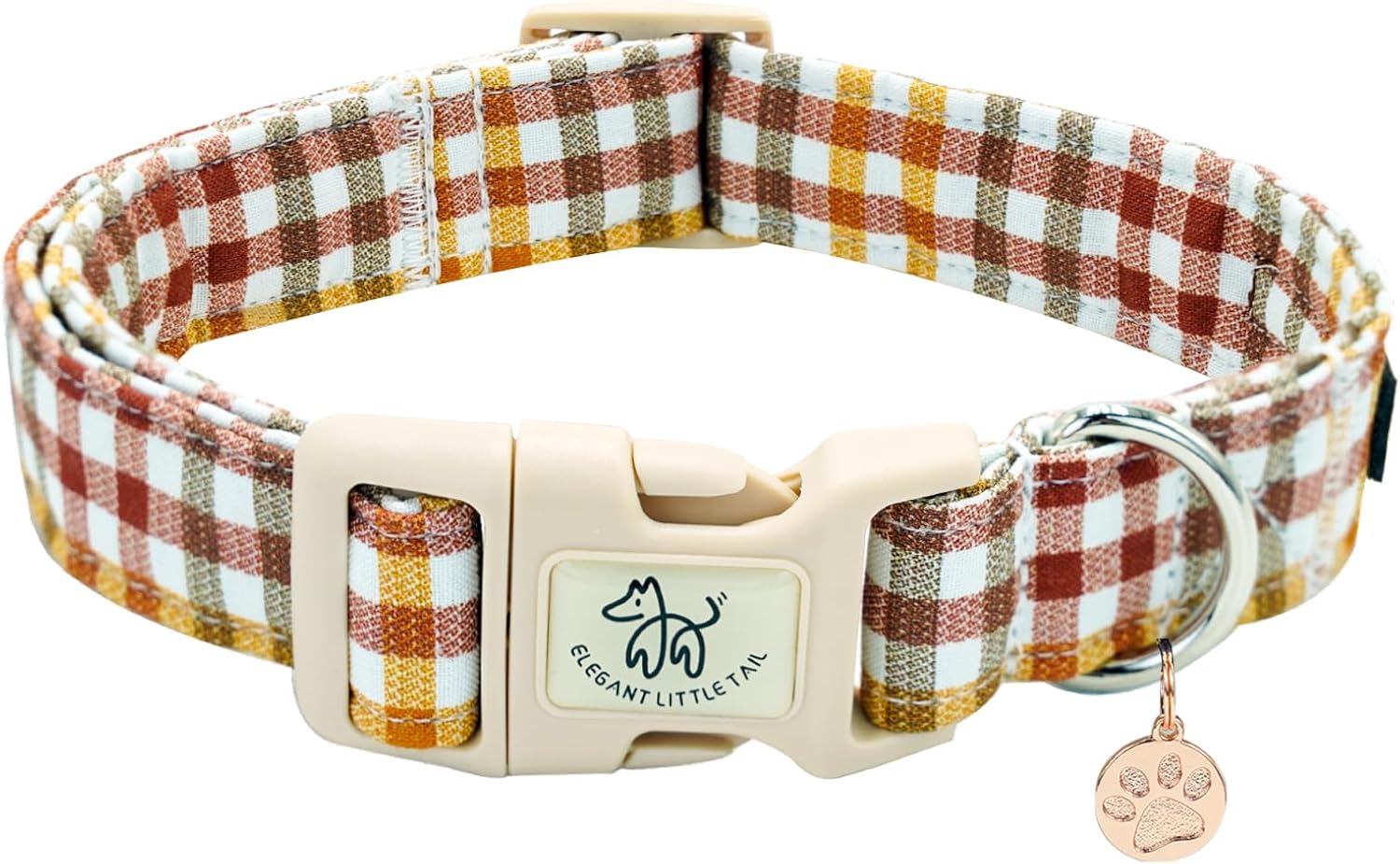 Elegant little tail Fall Dog Collar, Yellow Plaid Puppy Collars Male Autumn