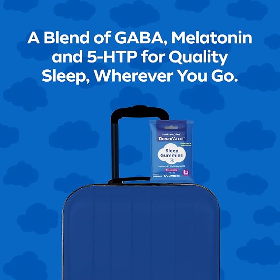 Dream Water Sleep Aid Melatonin Gummies with GABA & 5-HTP; Naturally Flavored Sleep Gummies, Snoozeberry Flavor - 6ct Pouches x 12pack