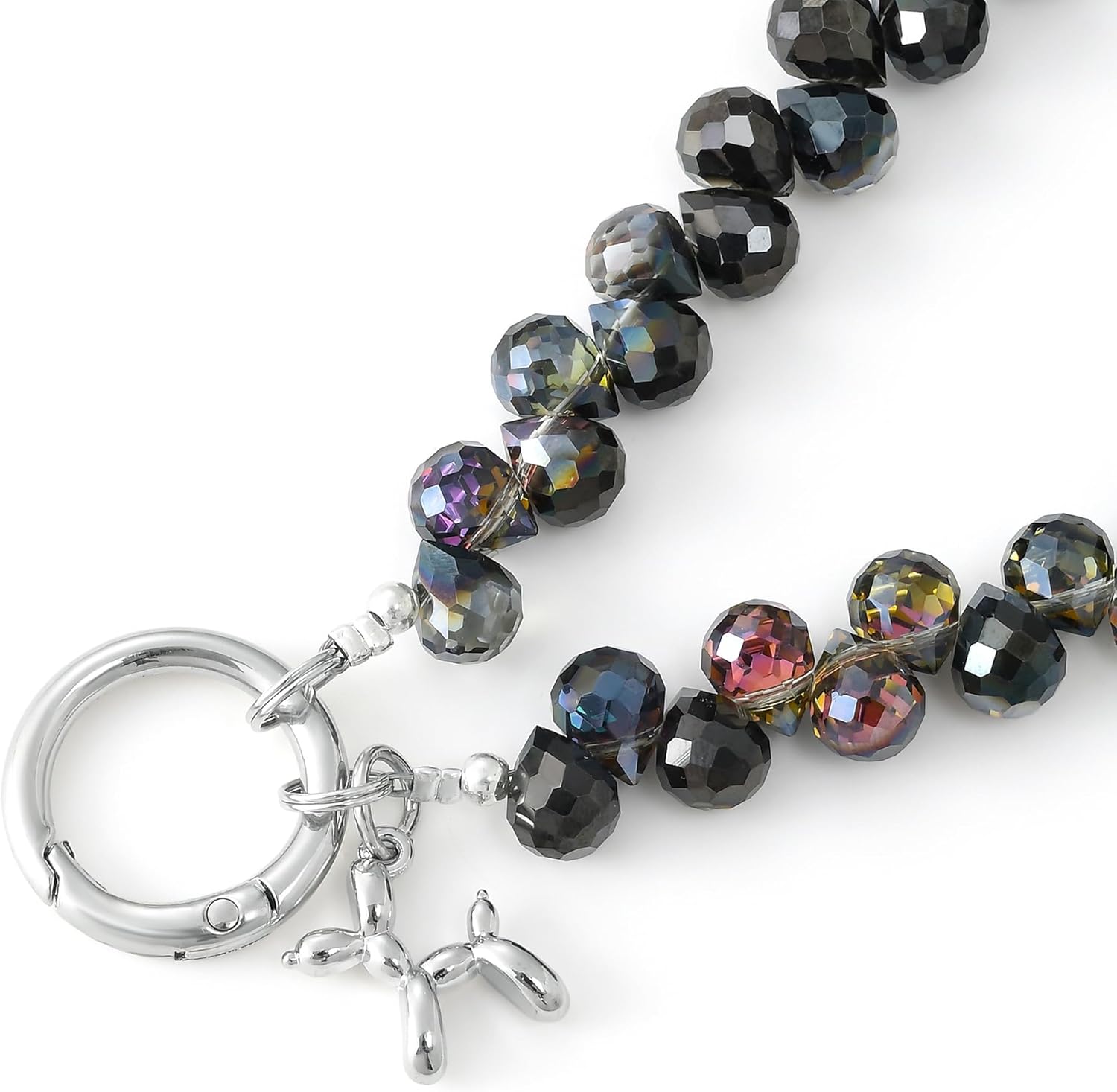 Crystal Phone Wrist Strap Phone Charm Chain Keychain Beaded Cellphone Lanyard with Tether Tab Hands-Free Wristlet Bracelet Wrist Grip Strap for Women, D-Black - Image 7