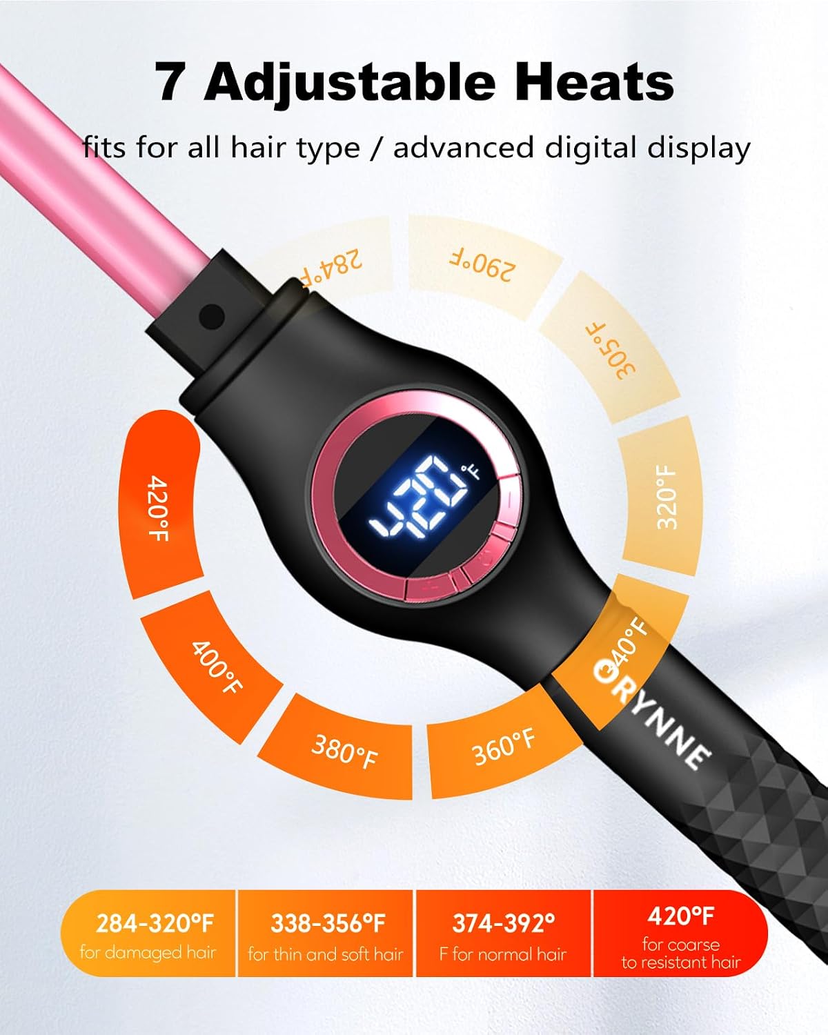 ORYNNE 1/2 Inch Curling Wand for Long Hair, Extra Long Barrel Ceramic Half Inch Curling Wand, 7 Adjustable Heats, 110-240V Dual Voltage Small Barrel Curling Iron Wand, 60 Minutes Auto Shut Off
