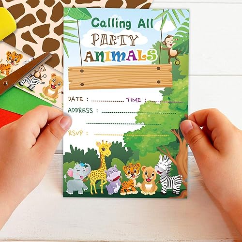 Miniatura 3 de WERNNSAI Invitaciones de fiesta de dinosaurios con sobres, suministros de fiesta de dinosaurios para niñas, cumpleaños, baby shower, fiesta, juego