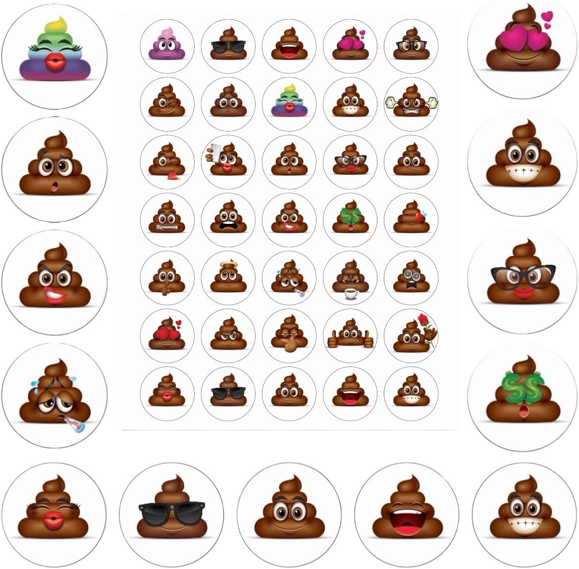 Joyful Artistry Poop Emoji Stickers - 420/840 Cute Poop Emoji Stickers for Poo Party Decorations, Poop Stickers for Potty Training, Poop Emoji Party Supplies, Poop Emoji Kids (420)