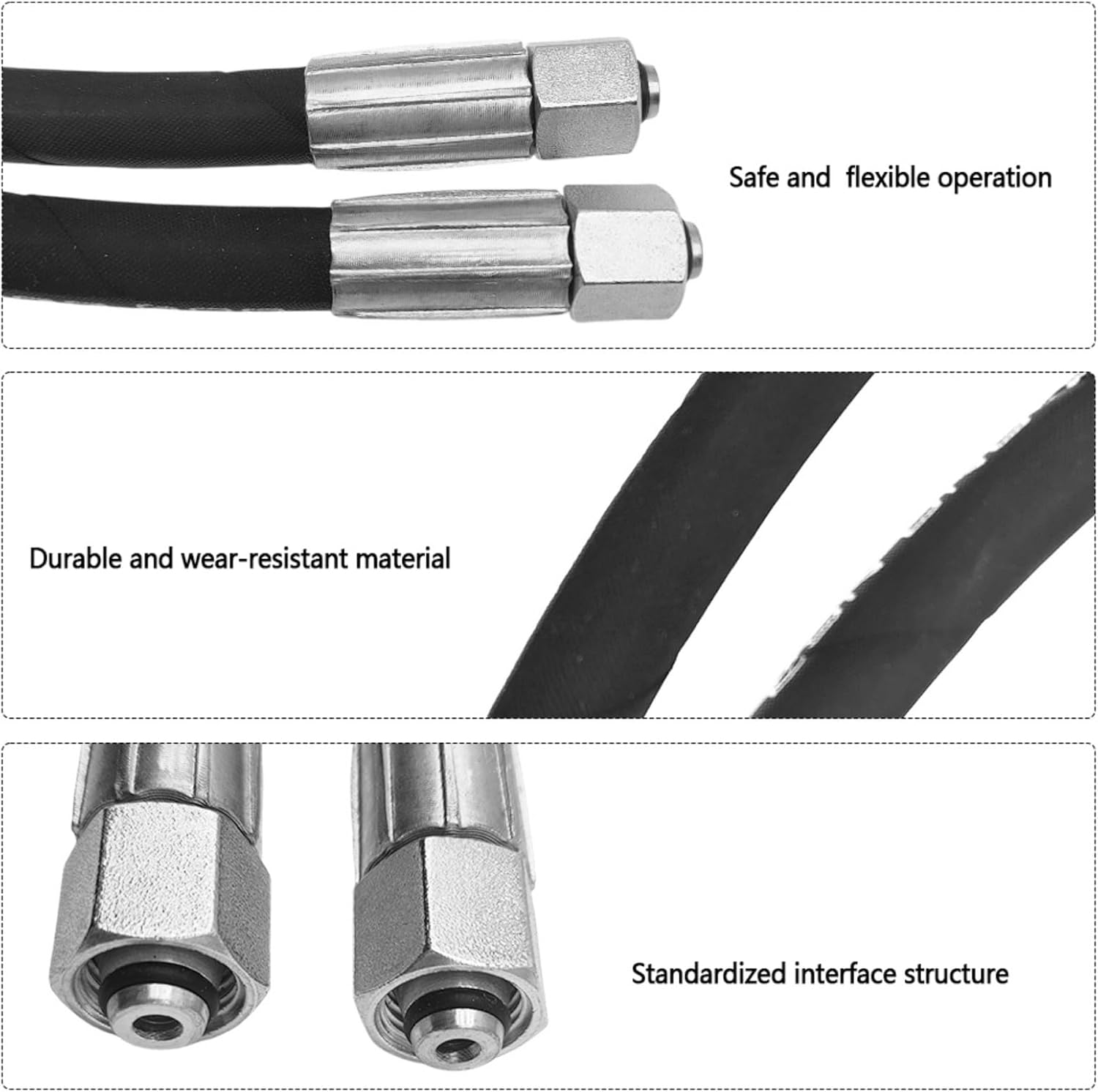 1/4'' 30.7" Excavator Hydraulic Hose with Fittings Fit for Mini Excavator Hydraulic Thumb Clip/Bucket Attachment Oil Drain Pipe, M14 x 1.5mm Male x Male Hydraulic Hose Assembly