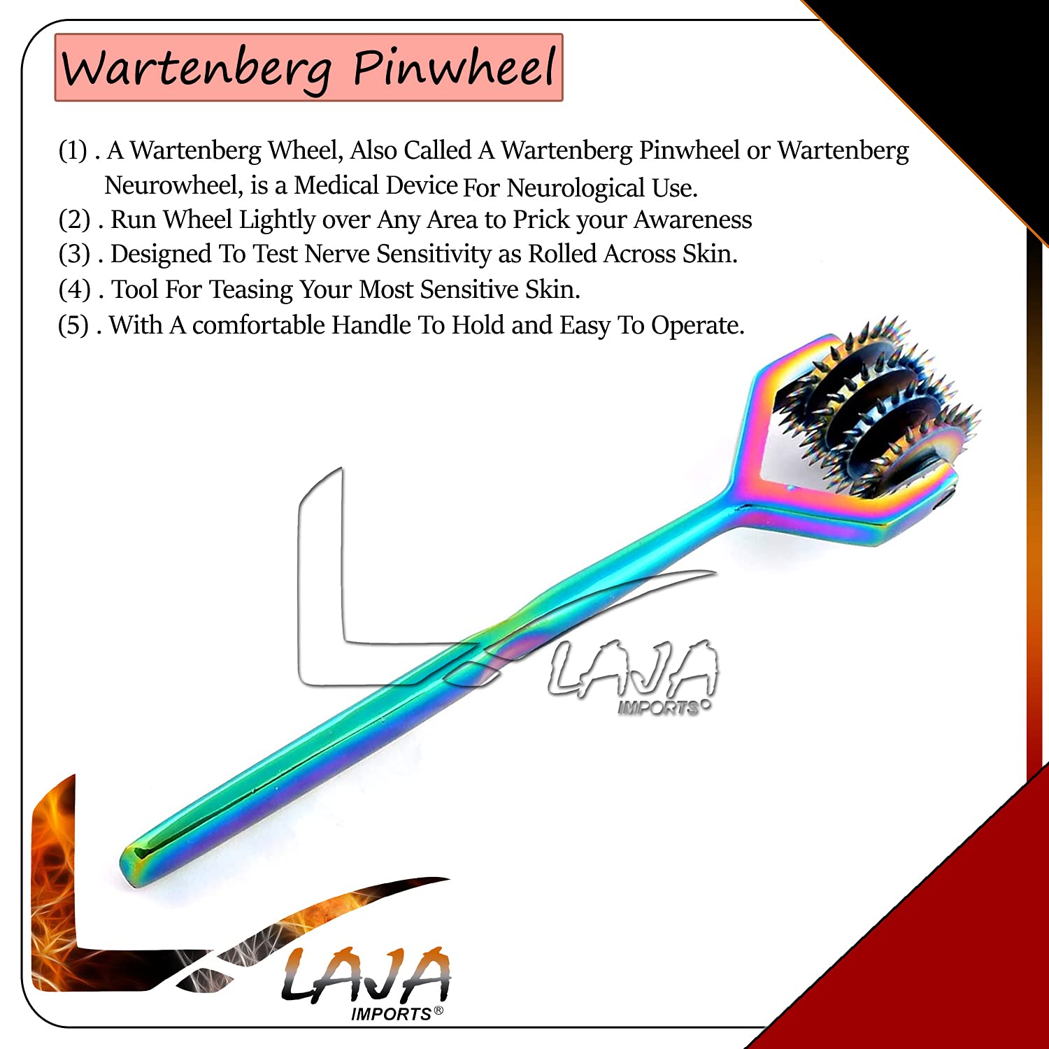 Wartenberg Wheel - Strong Sensation Pinwheel (4 Head) Rainbow Color for Educational Use