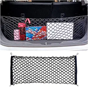 SSNNUU Car Rear Cargo Net Elastic Trunk Organizer (35.43 x 15.74 in)
