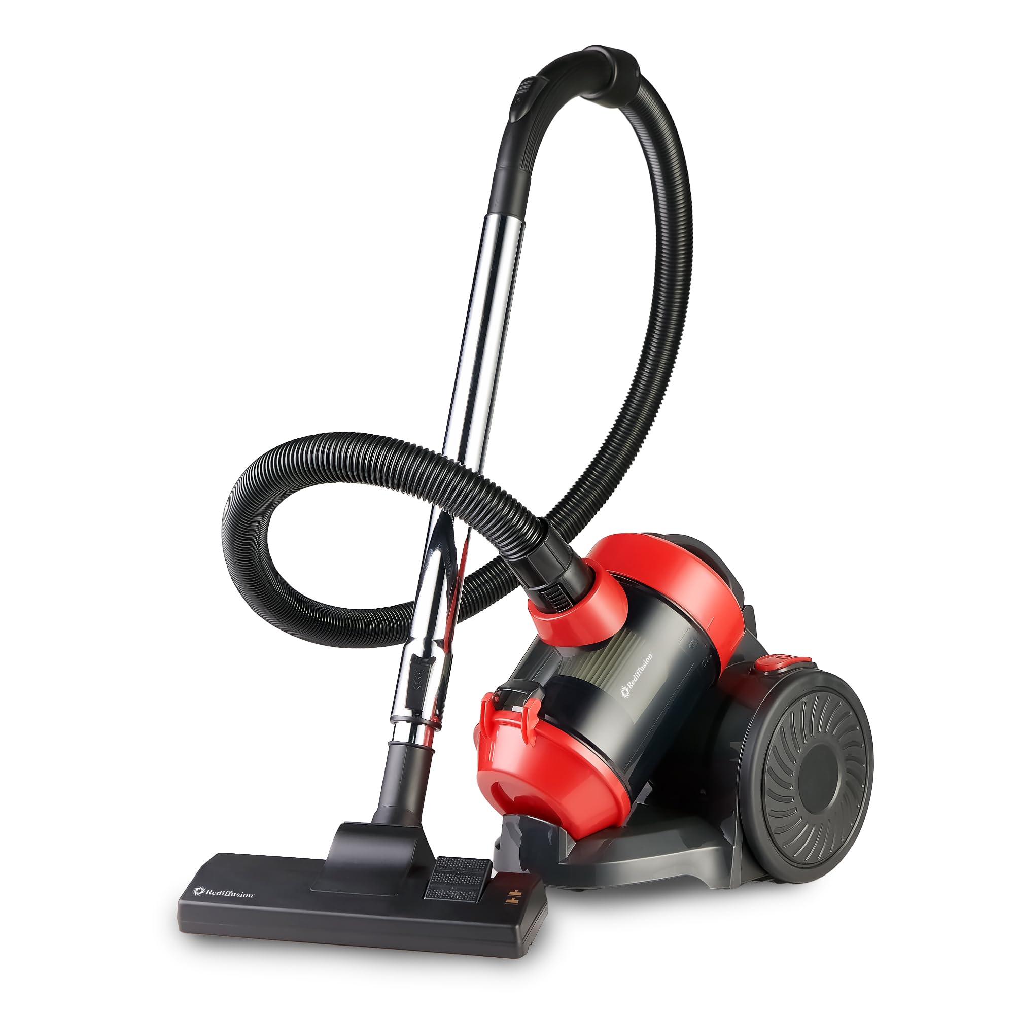 Rediffusion Vacuum Cleaner, Bagless, Multi Cyclonic, Ultra Lightweight, Anti-Allergy HEPA Filter, 2L Dust Capacity, Crevice & Multi-Surface Tools, Ideal For Pet Hair, 800W - RED8803, Red