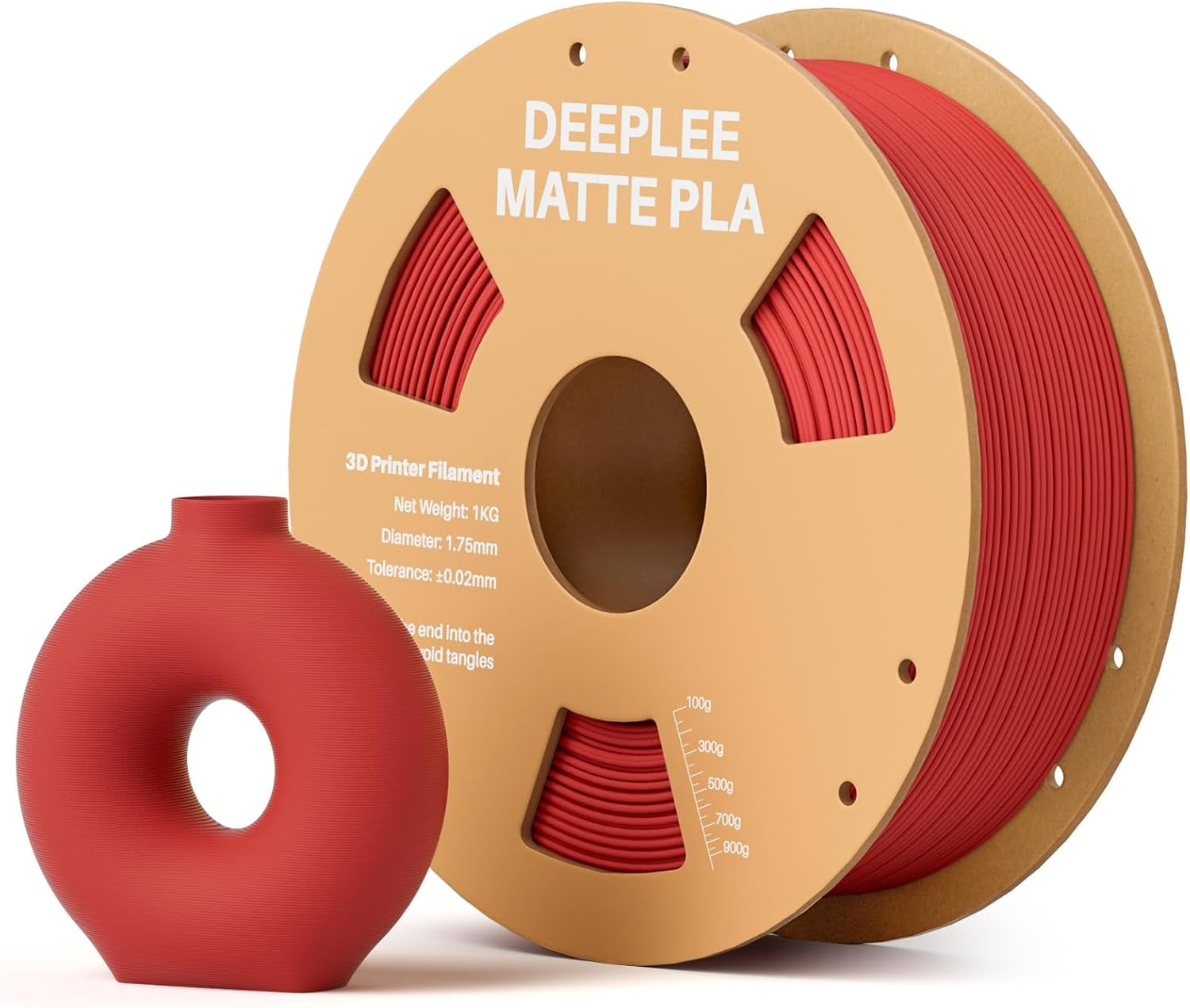 DEEPLEE Matte PLA Filament 1.75mm, 3D Printer Filament Dimensional Accuracy +/- 0.02mm, 1kg Navy Blue and 1kg Ruby Red