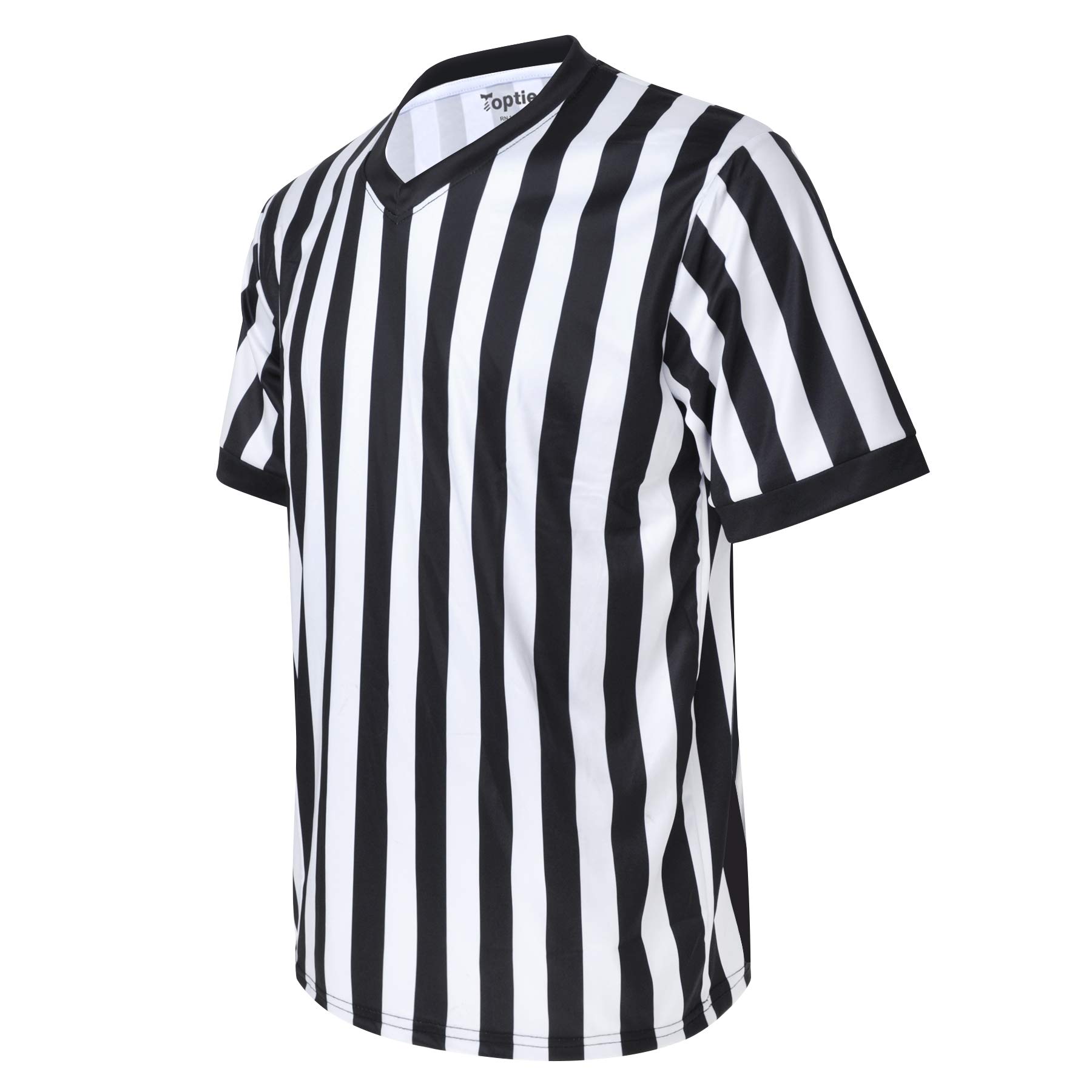 TopTie Camiseta de Árbitro Hombre Cuello de Pico Rayas Clásicas Blanco y Negro