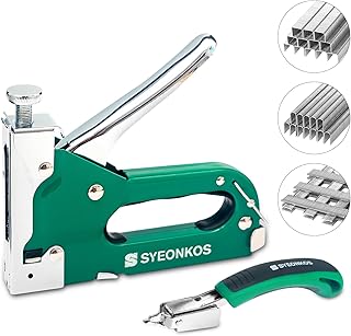 SYEONKOS Heavy Duty Staple Gun with 3000 Staples, Upholstery Staple Gun, 3-in-1 Staples Gun for Wood, Staple Tacker Kit for Woodworking, Wall Stapler, Upholstery, Carpentry, Decoration (001)