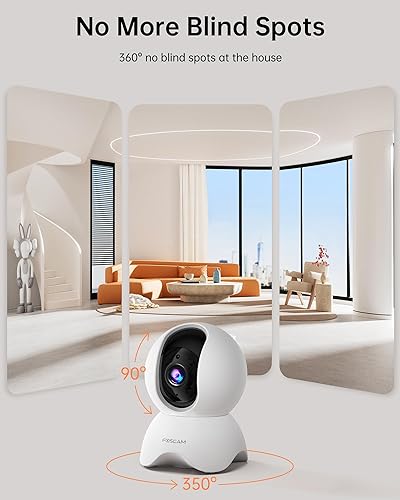 Miniatura 5 de FOSCAM Cámaras 3K 5MP WiFi para mascotas para seguridad en el hogar, cámara interior de 2.4 GHz Monitor de bebé con inclinación panorámica de 360,
