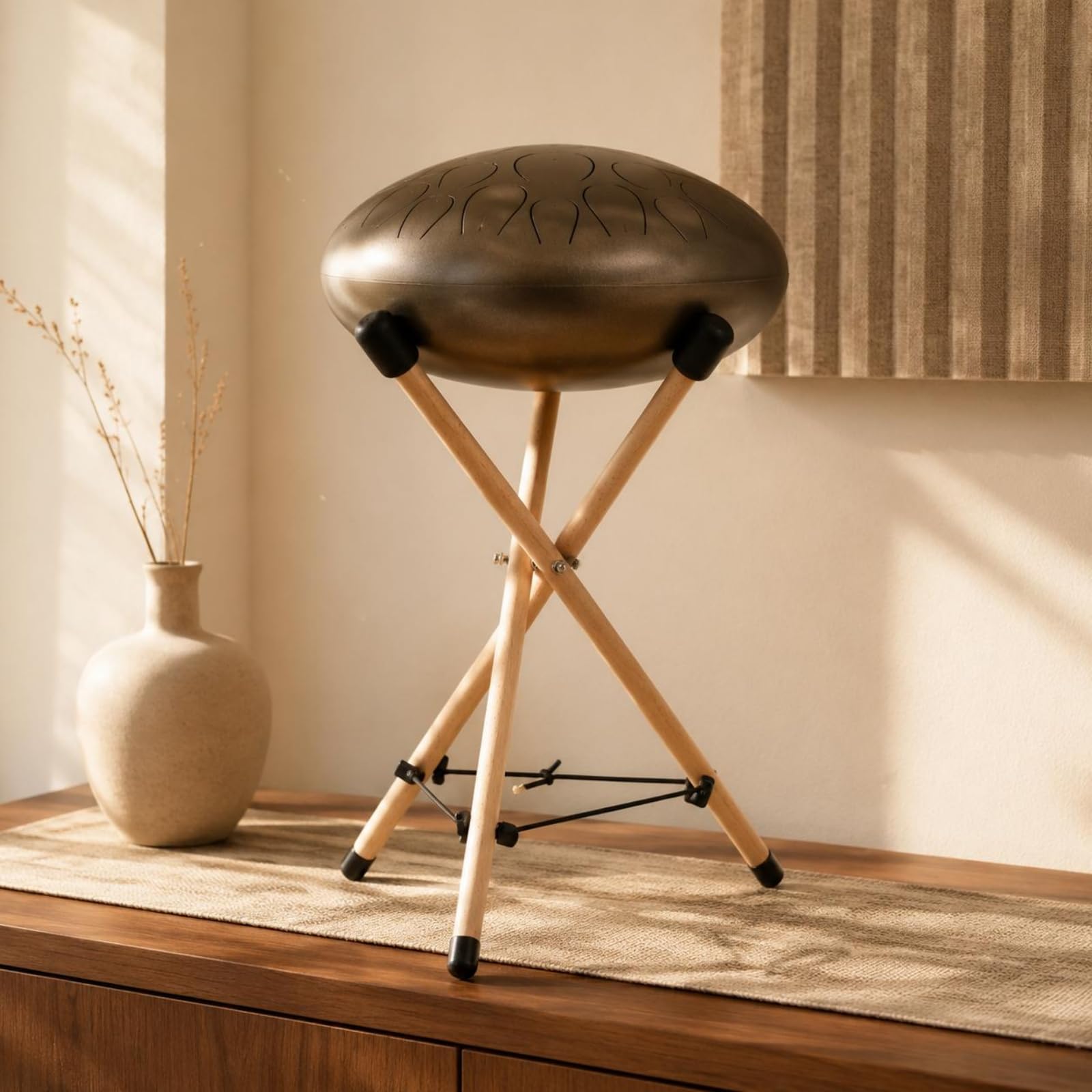 Zungentrommelständer Massivholz Drum-Ständer Tragbar Drum-Trommelständer für Musiker, Schlagzeuger, Proberaum , Groß 100 Cm Höhe, Für Stehende Nutzung
