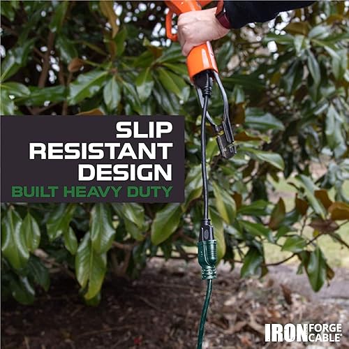 Miniatura 5 de Iron Forge Cable Paquete de 2 cables de extensión para exteriores de 3 pies, SJTW 163 resistentes a la intemperie, cable de extensión verde de 3