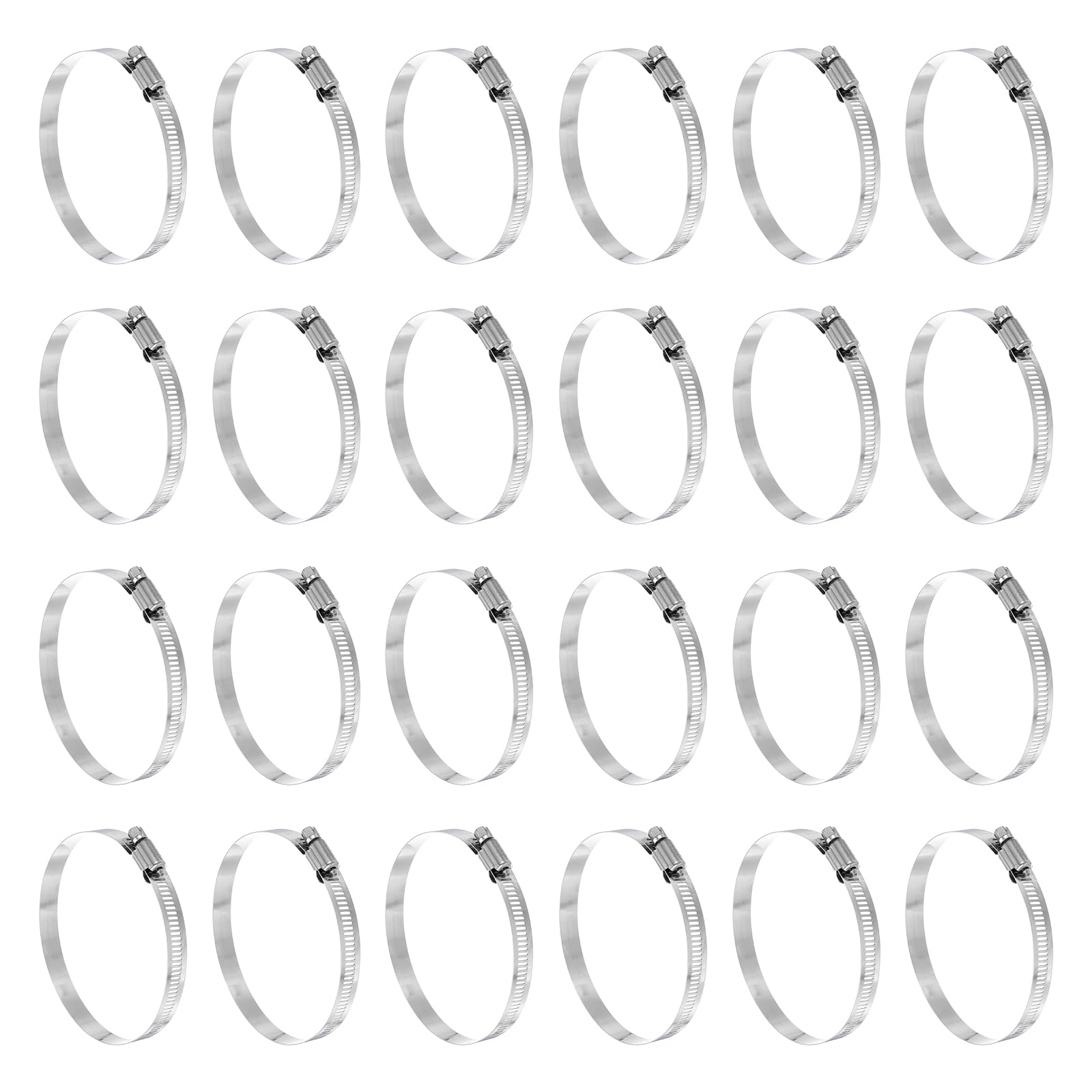 sourcing map 25 Pcs Hose Clamp 3-9/16"-4-1/2" (91-114mm) 304 Stainless Steel Adjustable Worm Gear Hose Clamp Assortment Kit for Fuel Line Pipe Plumbing Automotive Tube Mechanical