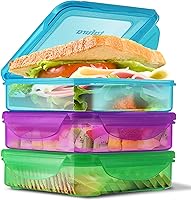 Vista 1 de Tafura 3 Pack Sandwich Containers - Reusable Lunch Containers for Fruits, Snacks, Sandwiches & Salad - BPA Free & Dishwasher Safe Containers with