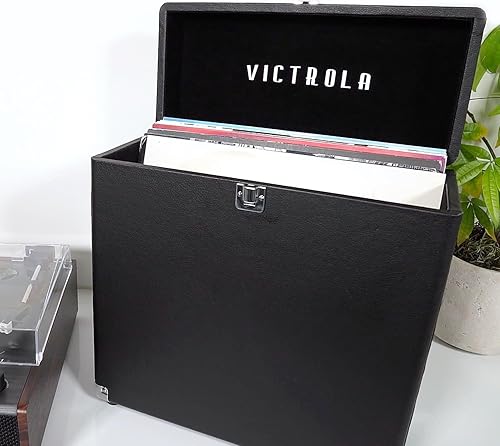 Miniatura 5 de Victrola Funda de transporte de almacenamiento de discos de vinilo vintage para más de 30 discos (libre de polvoarañazos)