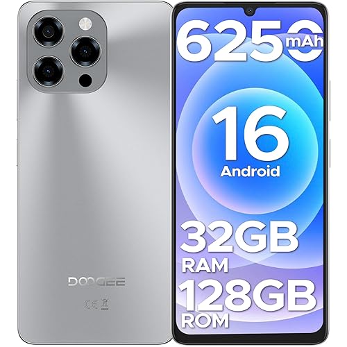 DOOGEE Note 58 Cell Phone Unlocked,Android 16 Smartphone with 32GB+128GB(TF 2TB), 6.75" HD+ 90Hz Waterdrop Screen,6250mAh Battery,4G Dual SIM Unlock Mobile Phone, Widevine L1/NFC/OTG/Face Unlock