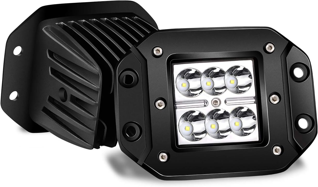 Turbo 2pcs 18W 1260LM Spot Led Work Light Bar For Off-road SUV Boat 4x4WD Jeep Headlight