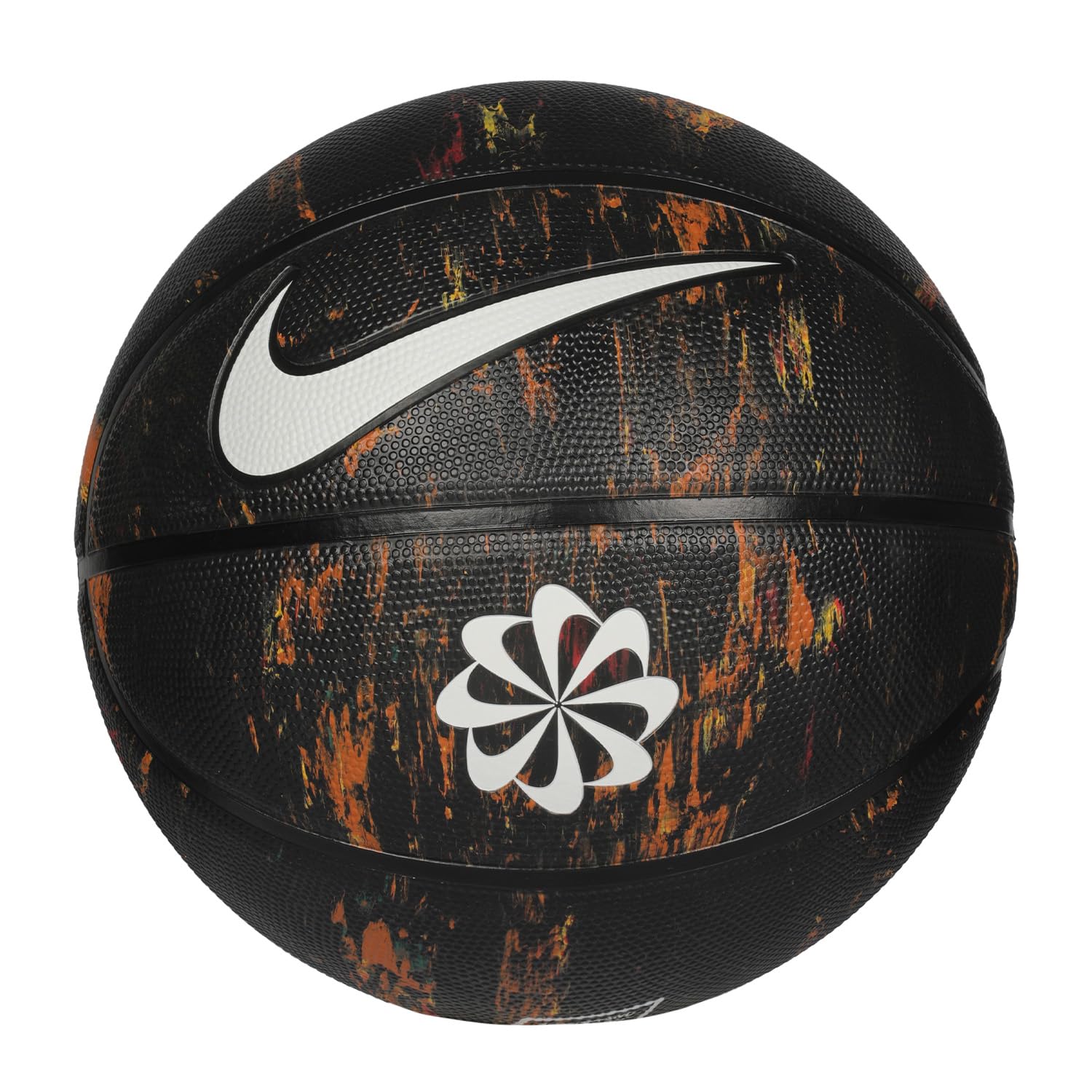 Nike Everyday Playground 8P Next Nature Deflated Rubber Basketball Size 7, Durable Grip Outdoor, Multi/Black/Black/White 1
