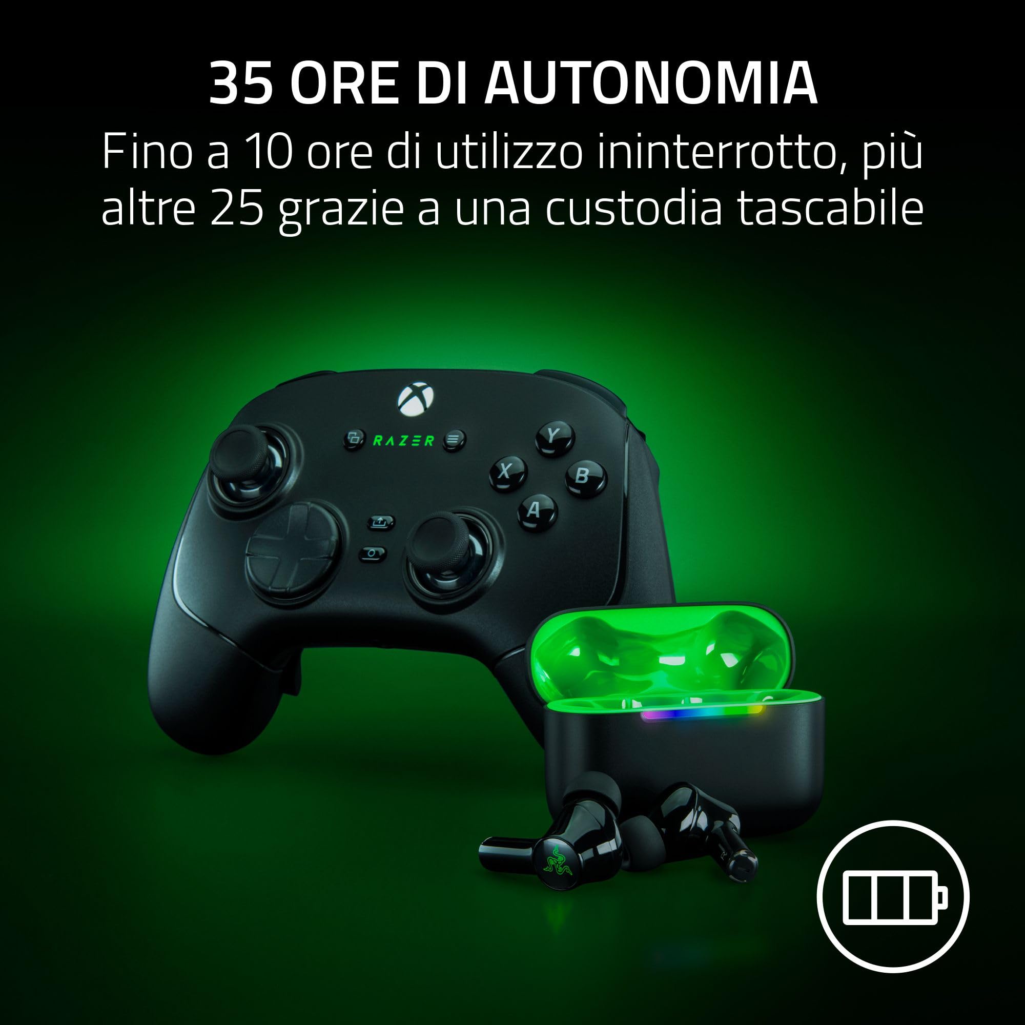 Razer Hammerhead V3 X HyperSpeed Xbox - Auricolari wireless da gaming multipiattaforma - HyperSpeed Wireless e Bluetooth - 40 ore - Resistenti all'acqua IPX4 - THX Spatial Audio | Nero