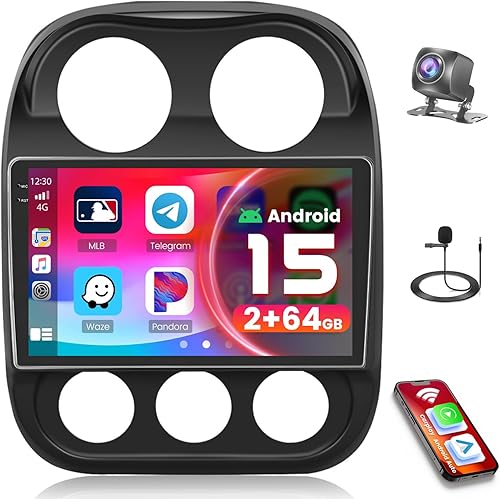 Miniatura 61 de (2+64G) para Jeep Compass Patriot 2010-2016 Android 13 Radio, pantalla táctil de 10.1 pulgadas estéreo de coche con Apple CarPlay Android Auto
