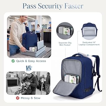 Xkdoai for Ryanair Cabin Bags 40x30x20,Backpack with TSA Approved Clear Bag