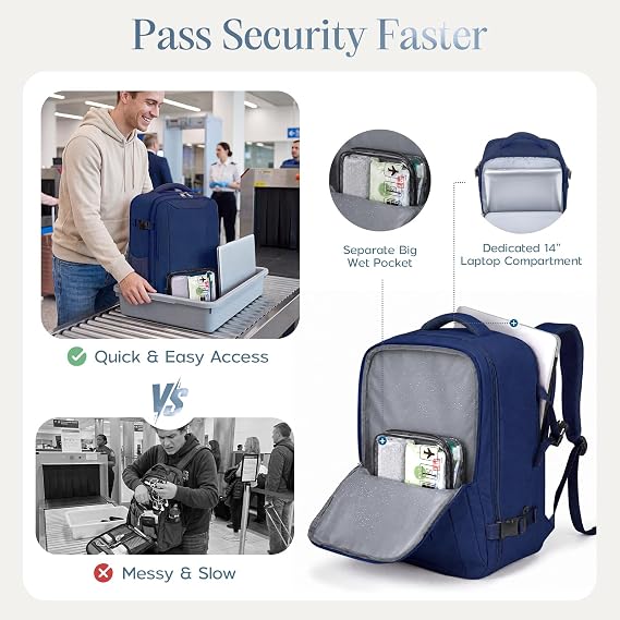 Xkdoai for Ryanair Cabin Bags 40x30x20,Backpack with TSA Approved Clear Bag