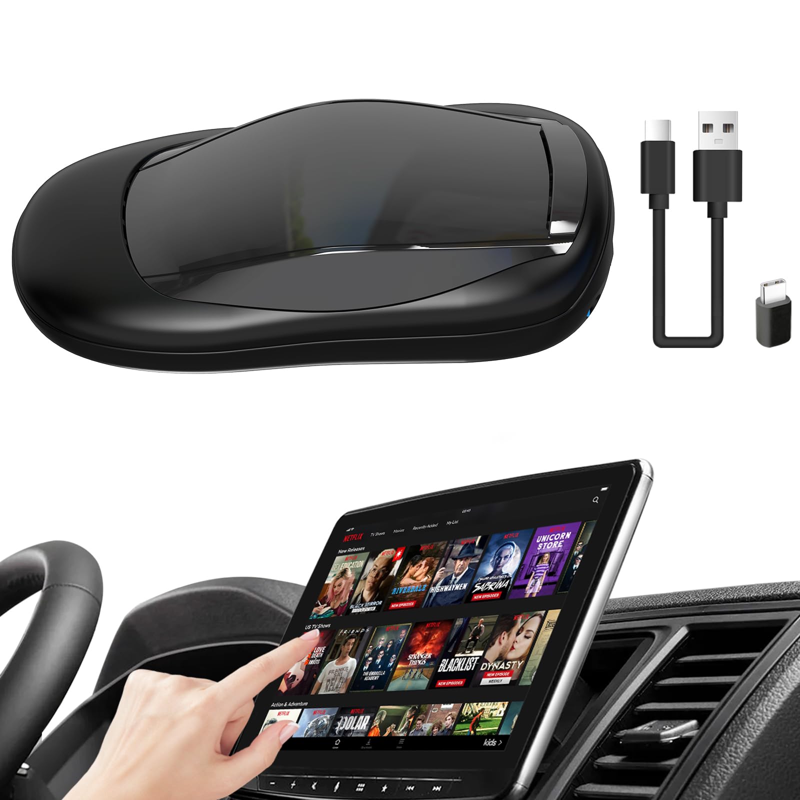 Magic Box,Carplay Smart Box,CarPlay Streaming Supports NetfIix/YouTube/Tiktok, Apple CarPlay/Android Auto Wireless Adapter Newest, Wireless CarPlay Adapter