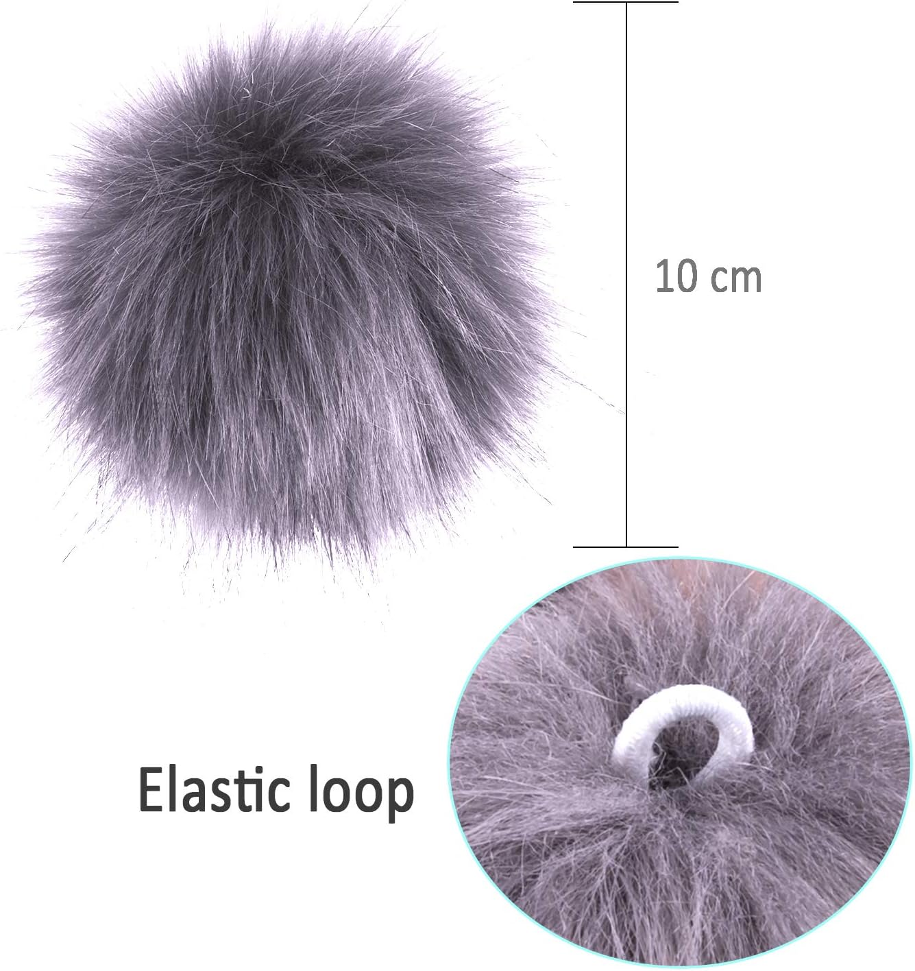 SIQUK 24 Pieces Faux Fur Pom Pom for Hats Fluffy Pom Pom with Elastic Loop DIY Faux Fox Fur Pom Pom for Knitting Hats Beanies Scarves Gloves Bags(12 Colors, 2 Pcs/ Color) - Image 4