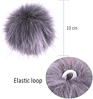 Vista 4 de SIQUK 30 pompones de piel sintética para manualidades, pompón esponjoso de piel de zorro con lazo elástico para sombreros, llaveros, bufandas