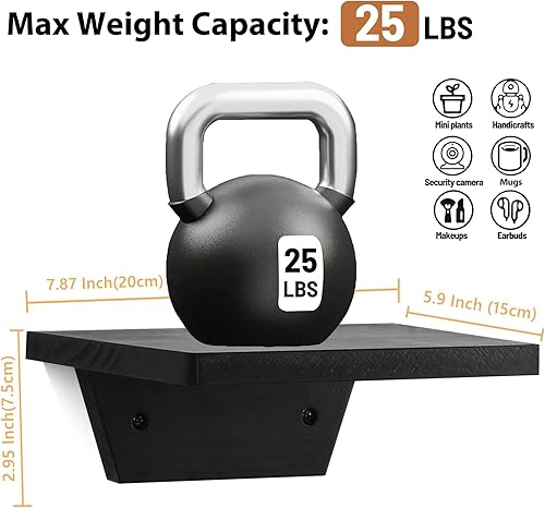 Miniatura 3 de PHOENANCEE Estantes flotantes pequeños, estante para altavoces, estante de pared trapezoidal para lámpara de mesa, exhibición de plantas, repisas