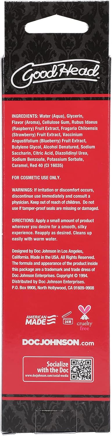 Doc Johnson Good Head Oral Delight Gel, Wild Cherry, 4 Ounce, assorted