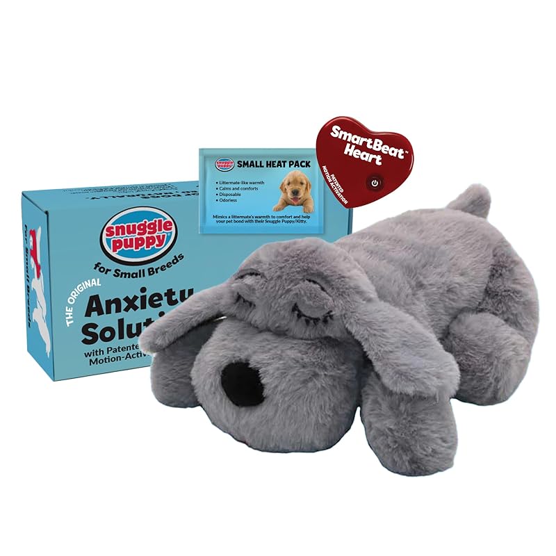 Brinquedo de pelúcia com batimento cardíaco para cães pequenos Snuggle Puppie Junior Gray, 1 unidade