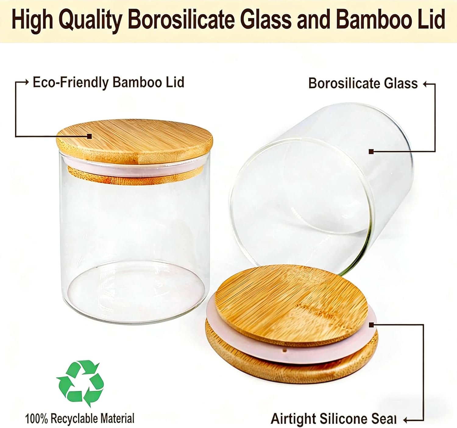 21oz/630ML Glass Storage Jars with Lids - 12 pcs Glass Canisters Food Storage Containers Airtight Glass Jar with Lid for Pantry Organizers for Cookie, Flour, Oat, Pasta, Tea, Coffee Bean & Coffee