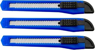 3 Blue Utility Knife Box Cutters Heavy Duty Industrial Strength