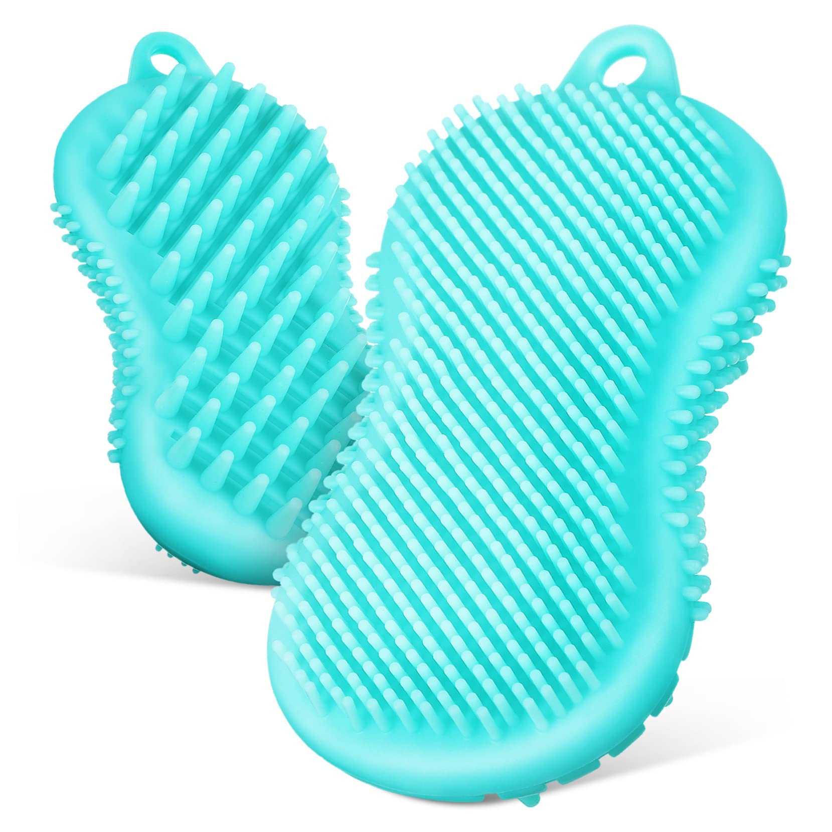 2pezzi Spazzola Esfoliante Per in Silicone Adatta Per Doccia e Pulizia Del Capelluto Design Ergonomico Per Appendere Morbida e Per Quotidiano