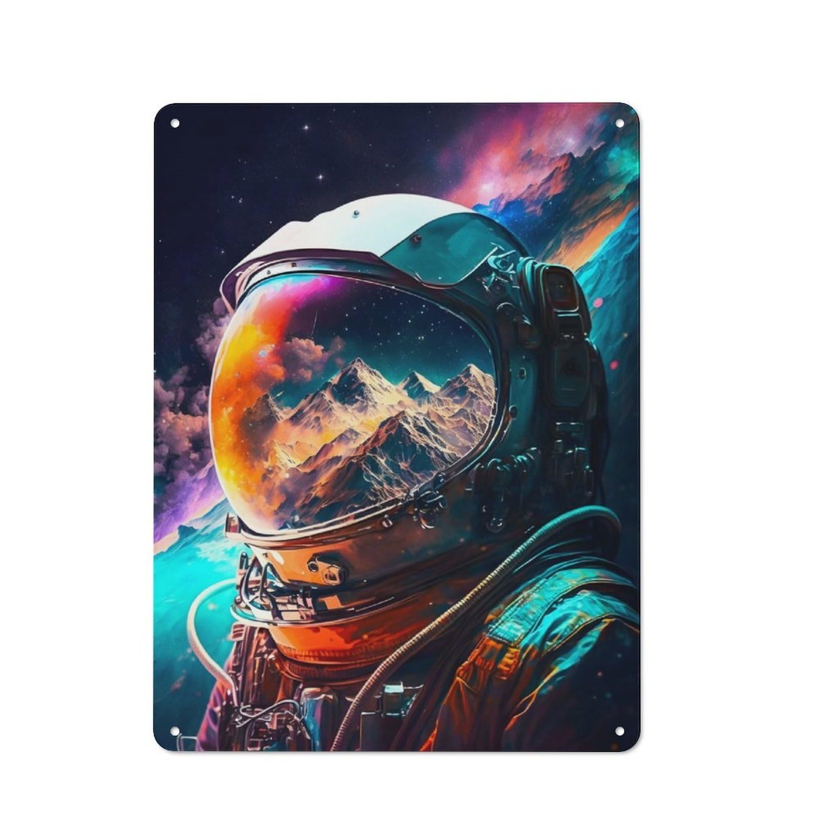 Junmoney Astronaut Portrait 06 40X30cm Retro Tin Wall Plaque With For Pub Or Café, A Winter Wall Decor Update For Café Interior Fans