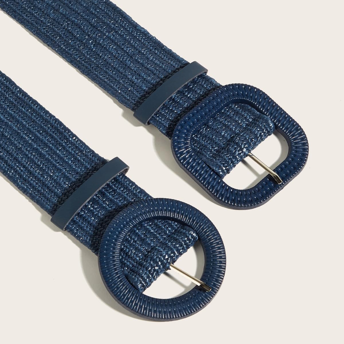 Pleciony pasek ze słomy z elastyczną talią – szeroki, pleciony pasek damski w stylu boho, idealny do letnich sukienek.,Blue a,100CM/39.4''
