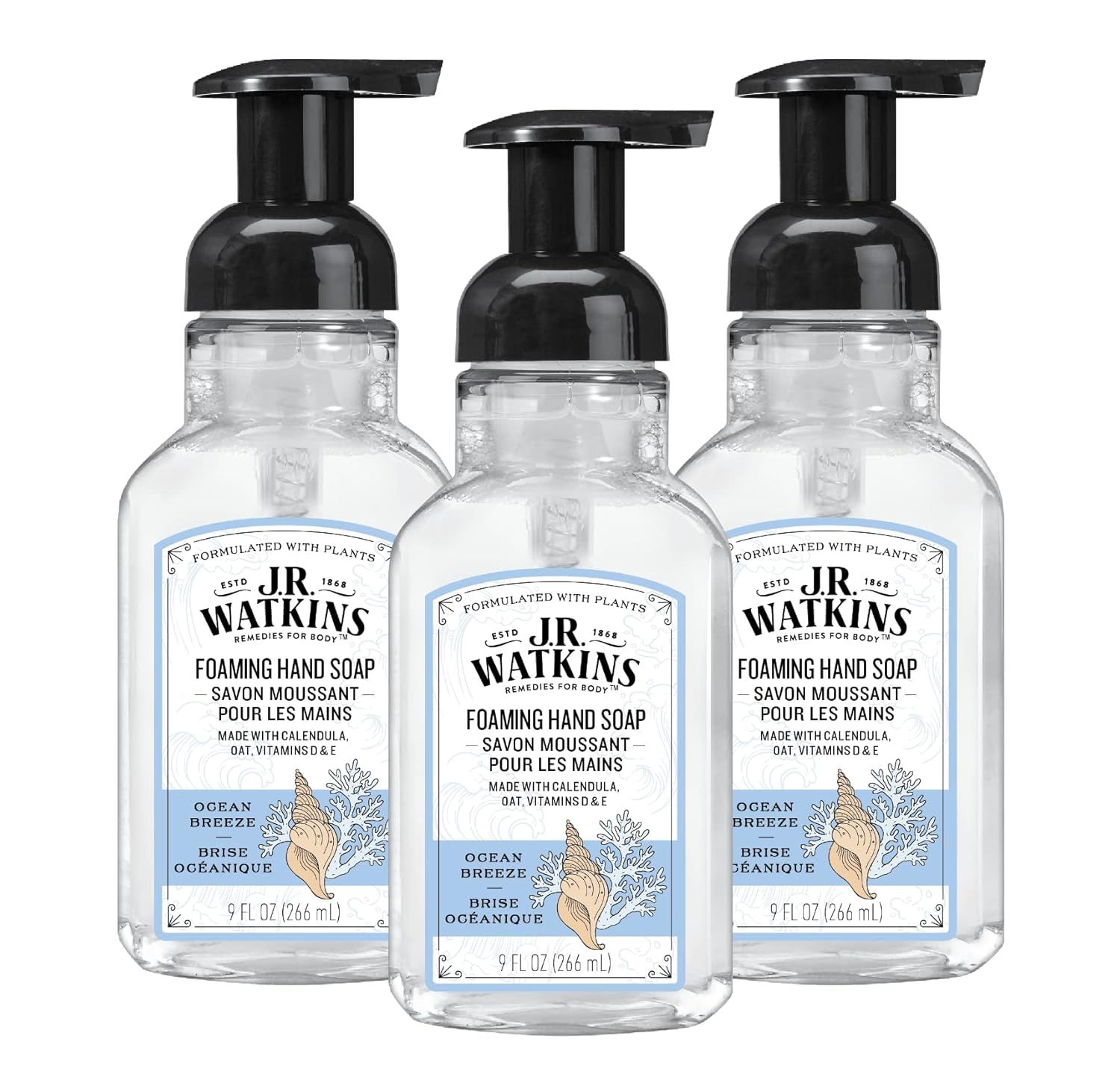 J.R. Watkins Ocean Breeze Foam Hand Soap: Natural, Moisturizing Clean with...
