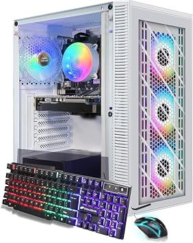 STGAubron Gaming PC Bundle with 24 inch FHD LED Monitor-GeForce GTX 1660S 6G, Intel Core I7 8th up to 4.1GHz, 16G DDR4, 1T SSD, RGB Fan x4, Windows 11 Home