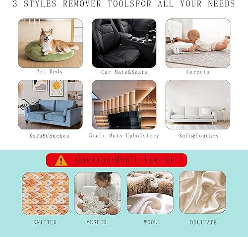 Miniatura 3 de Removedor de pelo de mascotas, paquete de 3 muebles removedores de pelo de perros y gatos, herramienta de eliminación de mango corto reutilizable