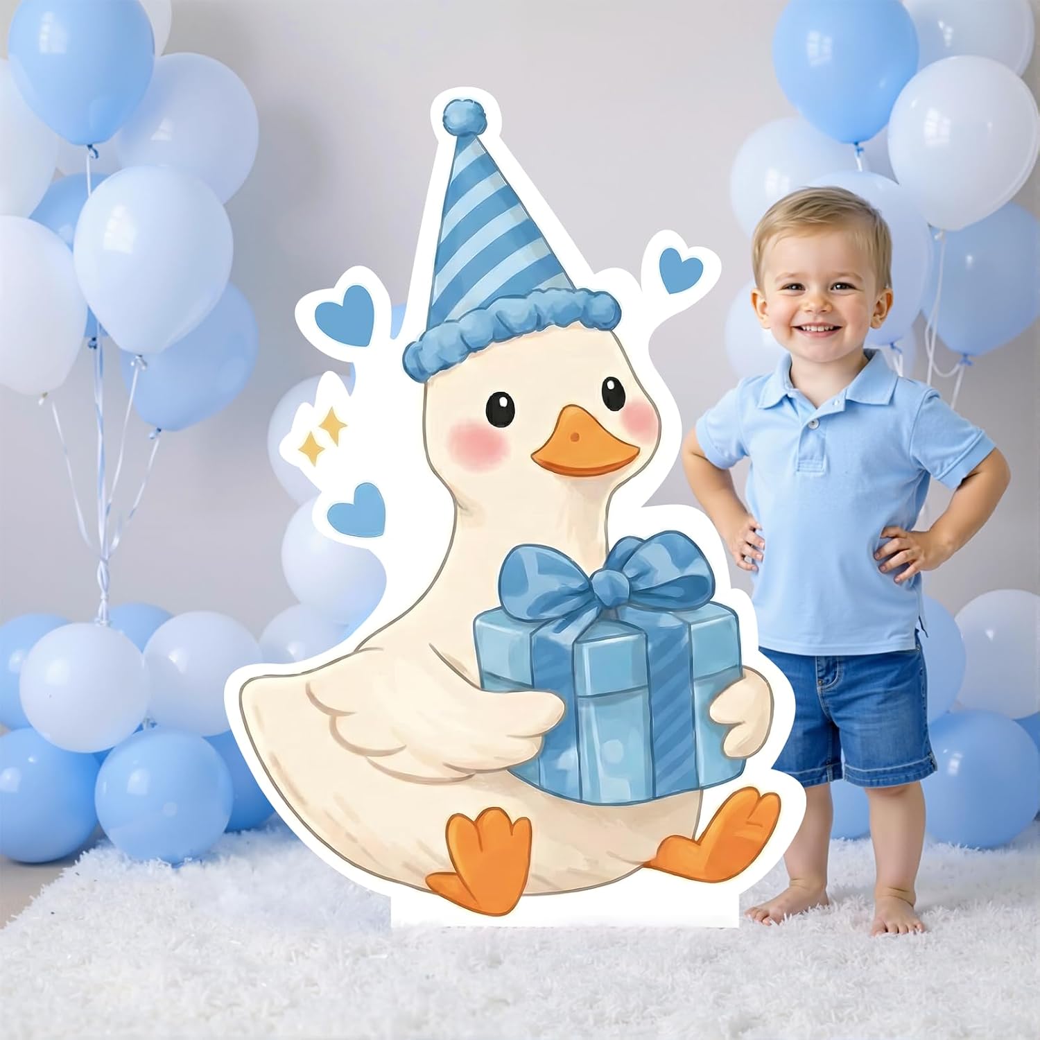 One Silly Goose Lifesize Cardboard Cutout Birthday Decor, 3ft Goose Theme Party Decorations for Girl or Boy, First Birthday Backdrop, Gender Reveal, Baby Shower Party Favors