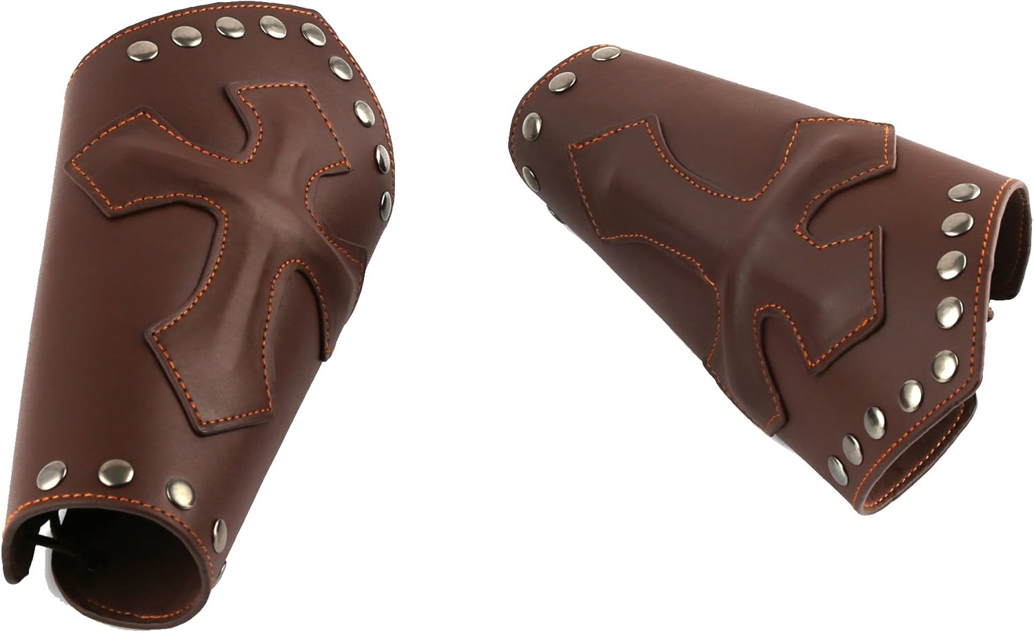HZMAN Faux Leather Arm Guards - Medieval Cross Bracers - One Size