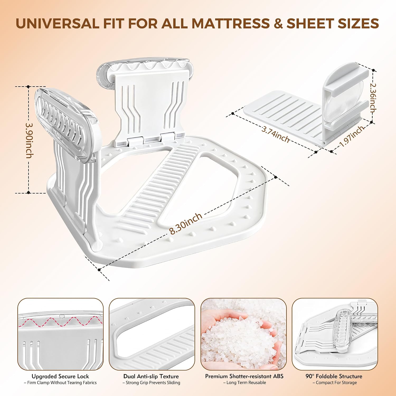 Sheet Holders, 6Pcs Bed Sheet Holders, Heavy Duty Sheet Lock Clips for Corners and Sides, Keep Sheets Tight & Secure, Universal Fit for All Beds, Easy to Install