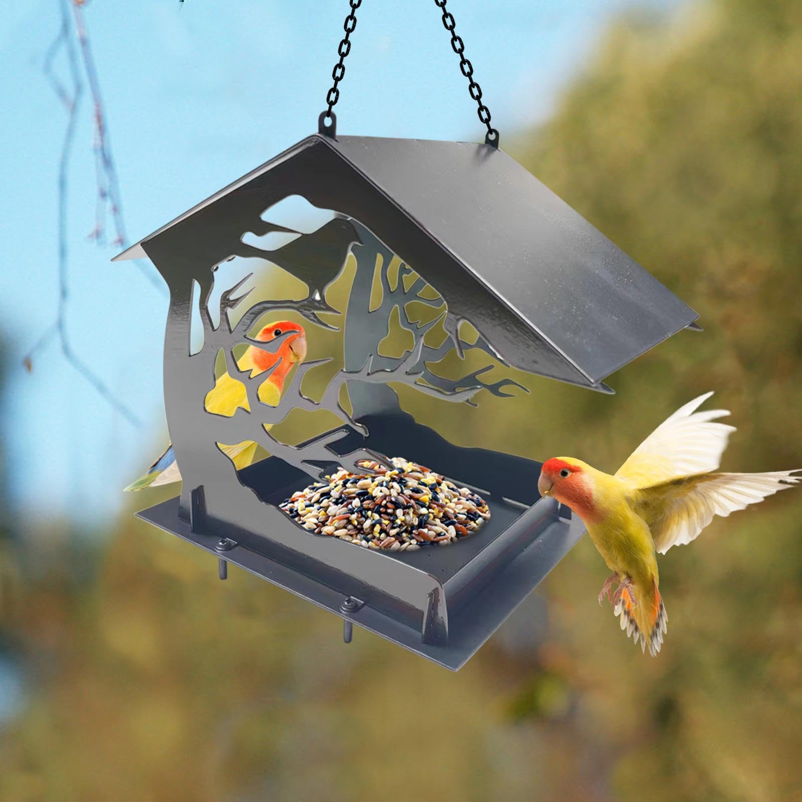 Niedliche Vogelfutterstation In Katzenform - Eichhörnchensicher Aus Metall