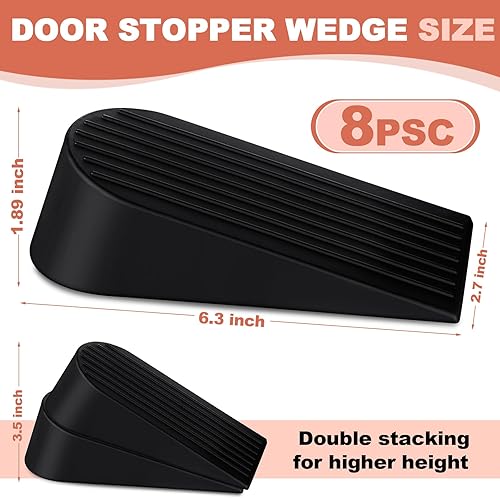 Miniatura 2 de Frienda Paquete de 8 topes de puerta grandes de goma resistentes para puerta, tope de puerta grande para parte inferior de puerta, hogar, oficina,