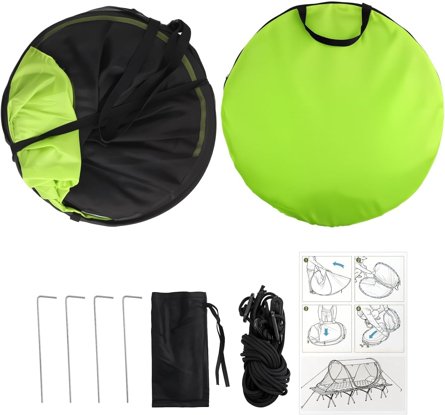 FUNYKICH Pop-up Mosquito Tent, 1 Person Camping Tent with Bug Screen Net Adults Fits for Travel Camping Cot (Excluded)