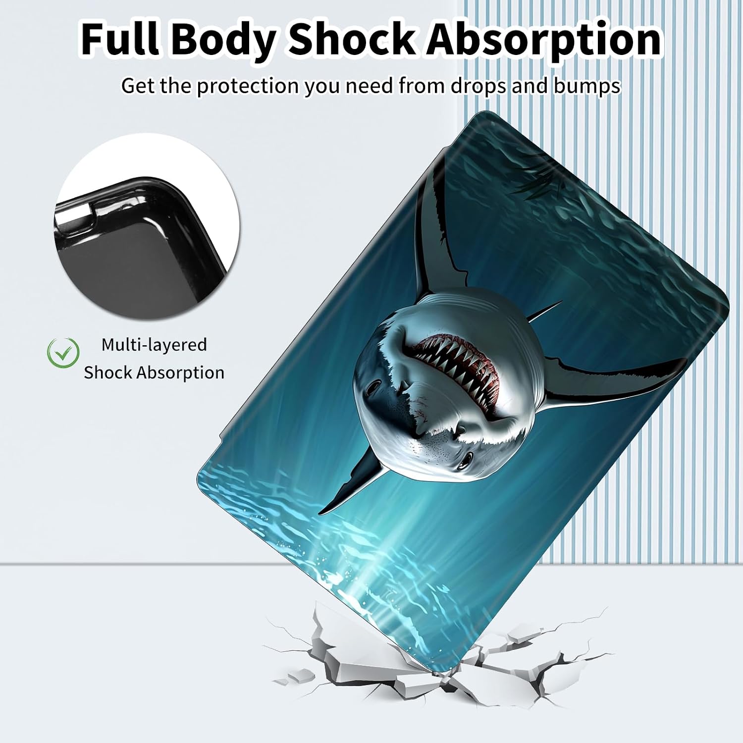 for iPad 10.2 Case,for iPad 9th/8th/7th Generation 2021/2020/2019,360 Degree Rotating Smart Cover Case with Auto Sleep/Wake-Shark