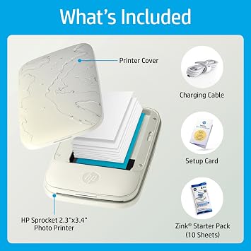 HP Sprocket Select Portable Instant Color Photo Printer for Android and iOS Devices (Eclipse) Zink Paper Bundle