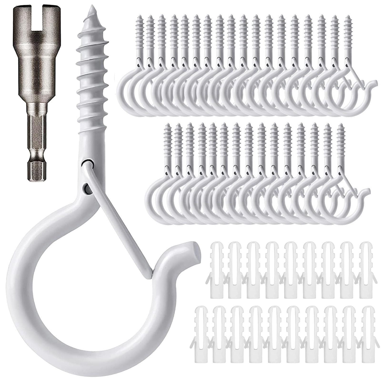 SNQ 12 Stuks - Windspinner Draaibare Haak - Clip Voor Het Ophangen Van Planten 360 Graden Dubbele Windzakclip Kettinghaak Vogelvoederhuis Plantenbakmand Vogelbadbel Kristallen Twister